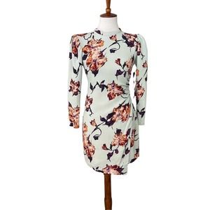 A.L.C. Mint Green Floral Jane Dress with Shoulder Pads Size 4